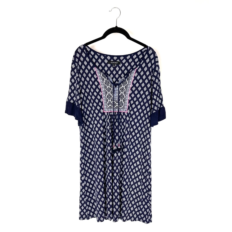 Navy Blue and White Pattern Nightgown – Small