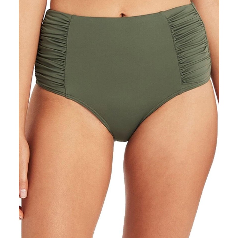 Sea Level Eco Essentials Gathered Side High Waist Brief – Khaki 4