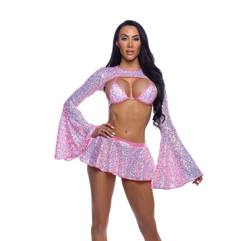 Sequin Triangle Top Neon Yellow One Size