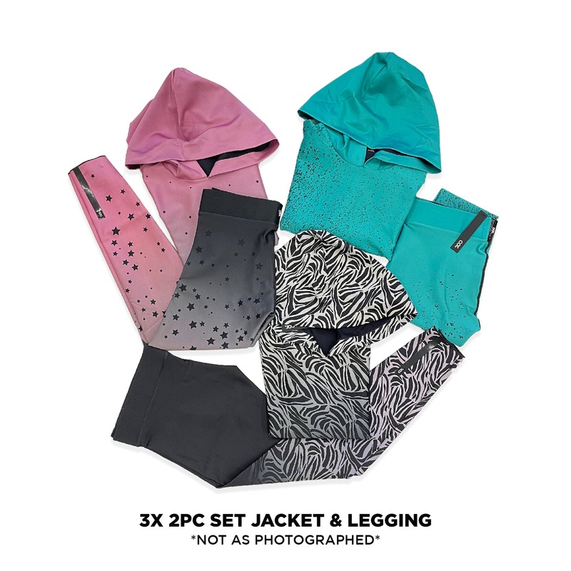 3 Assorted Cor 2 Piece Jacket/Legging Set Bundle S ASSORTED