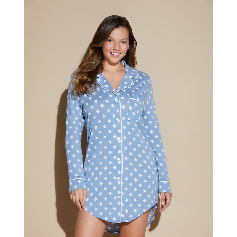 Camicia Da Notte Stampata Diamond Blue Diamond/White XS