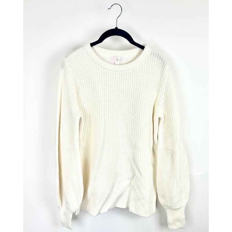 Cream Ribbed Knit Sweater- Size 6/8