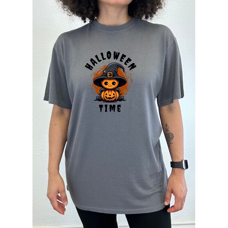 Halloween Time Unisex Bamboo Viscose/Organic Cotton Short Sleeve Graphic T-Shirt Medium Black