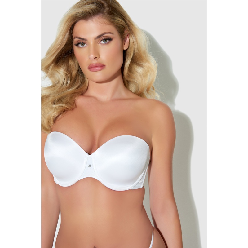 Hollywood Exxtreme Push Up Strapless Bra White 32 B