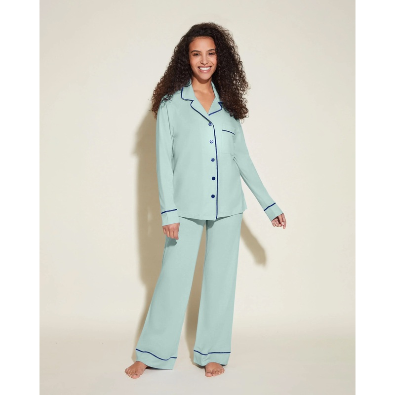 Petite Langarm Oberteil & Hose Pyjama-Set Verde Umbria/Portofino Blue PS