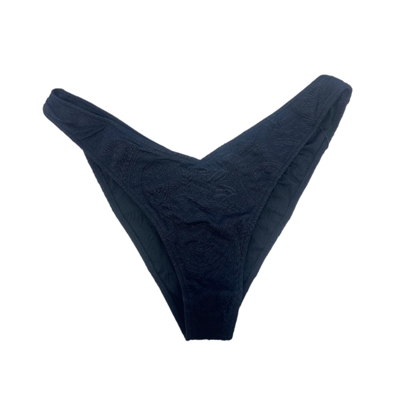 Black Embossed High Cut And Cheeky Bikini Bottom – Extra Large and Extra Extra Large Extra Large (Size 10/12)