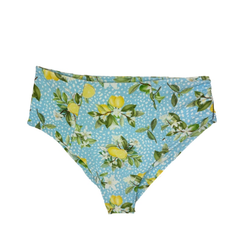 Blue Lemon High Waist Moderate Coverage Bikini Bottom – Extra Small and Small Extra Small (Size 0/2)