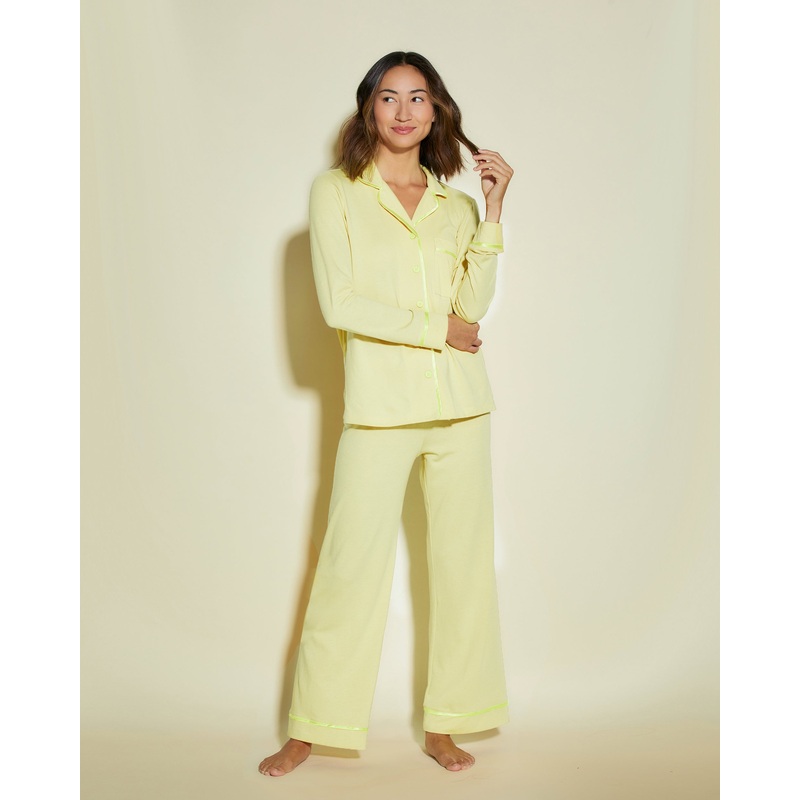 Pigiama Petite Con Top A Maniche Lunghe E Pantaloni Mignonette/Neon Yellow PS
