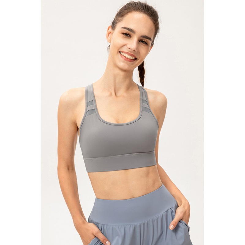 Scoop Neck Long Sports Bra Black S