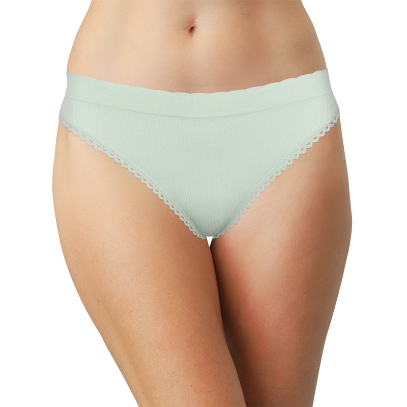 Seamless Textured Thong with Picot Trim S