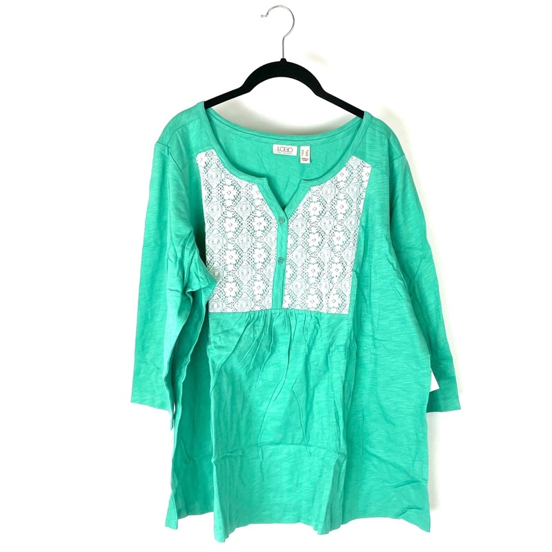 Turquoise Quarter Sleeve Long Sleeve – 1X