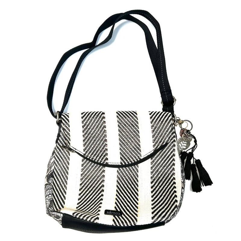 Black And Cream Crochet Crossbody Bag