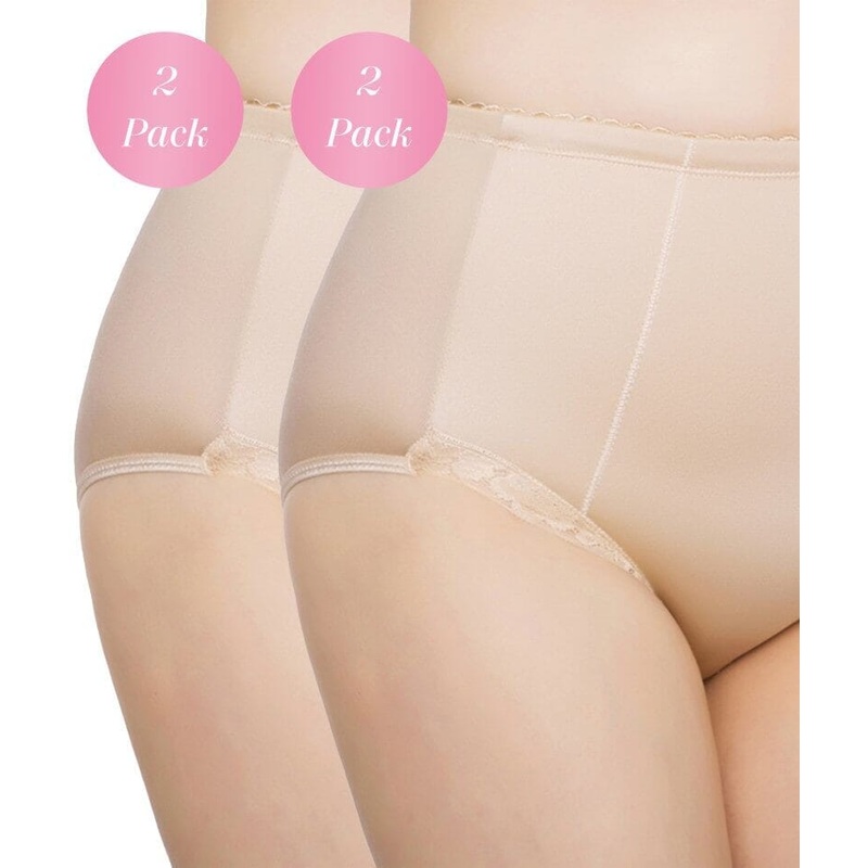 Exquisite Form Control Top Lace Shaping Brief 2 Pack – Nude M