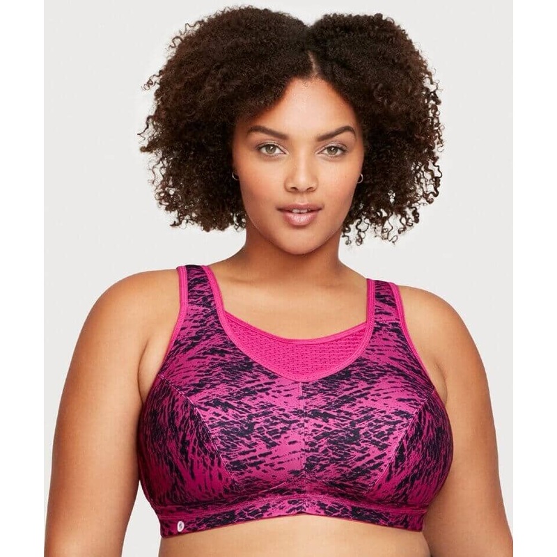 Glamorise No-Bounce Camisole Elite Wire-free Sports Bra – Fuchsia Print 34C