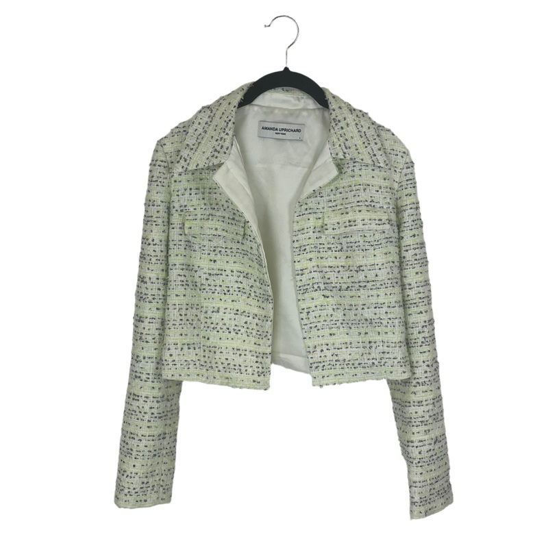 Neon Green, Navy Blue and White Cropped Blazer – Size 2/4
