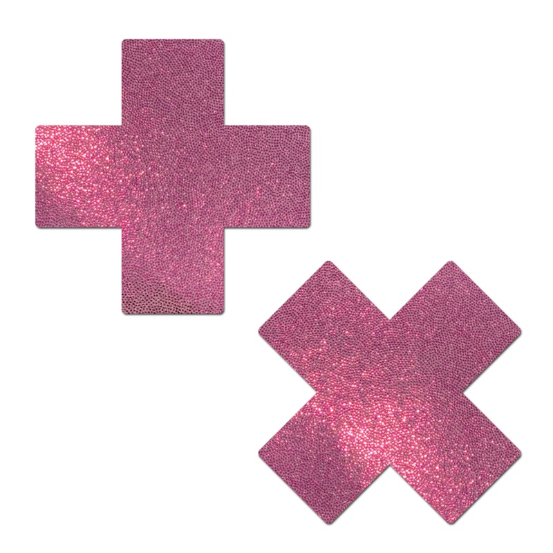 Plus X: Liquid Baby Pink Cross Nipple Pasties by Pastease o/s