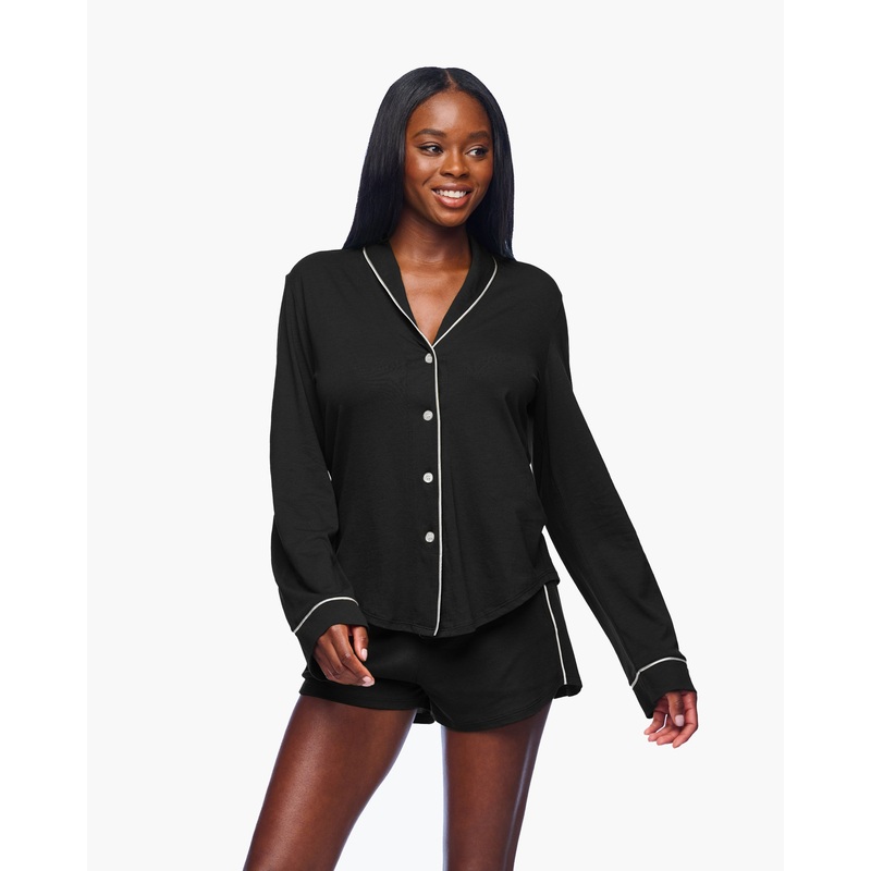 Pyjama Long + Short Noir/Ivoire Lunaire XS