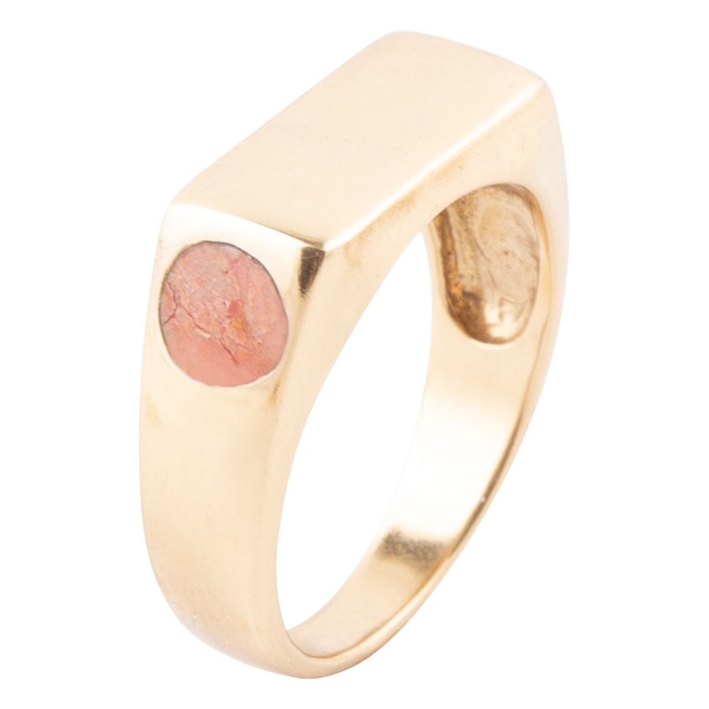 Signet Orange Sponge Coral and Bronze In The Hole Ring 6