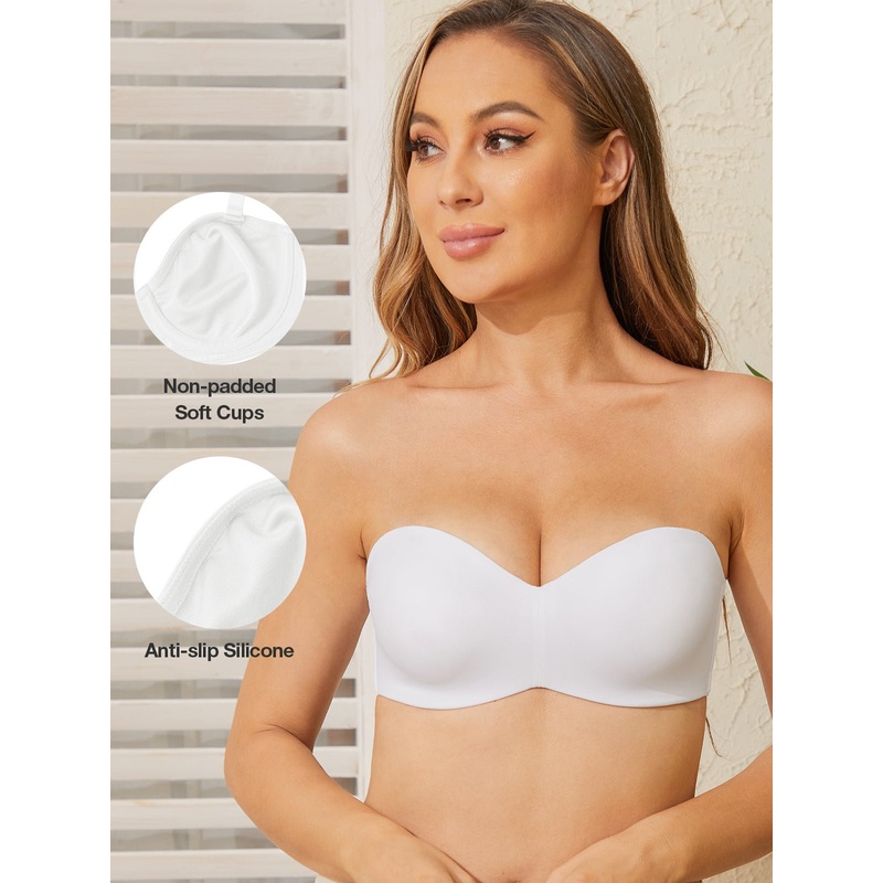 Strapless Unlined Underwire Multiway Bra Seamless Bra White 32B/70B