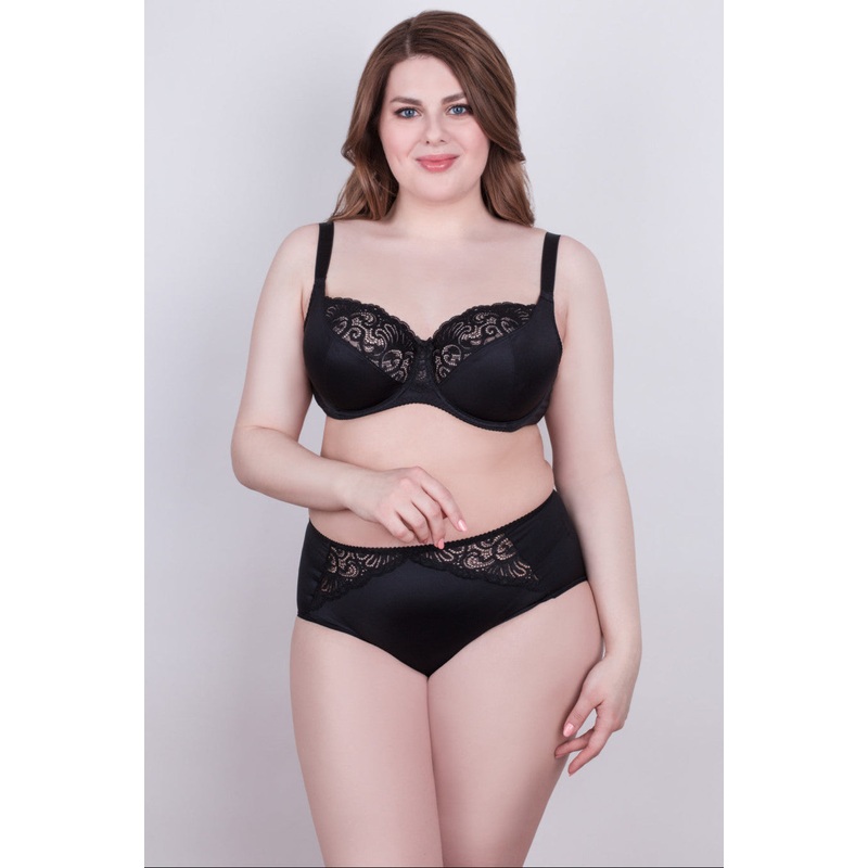 Bra Milavitsa 112830 – Elastic Lace, Underwired with Triple Segment Cups 70E Black