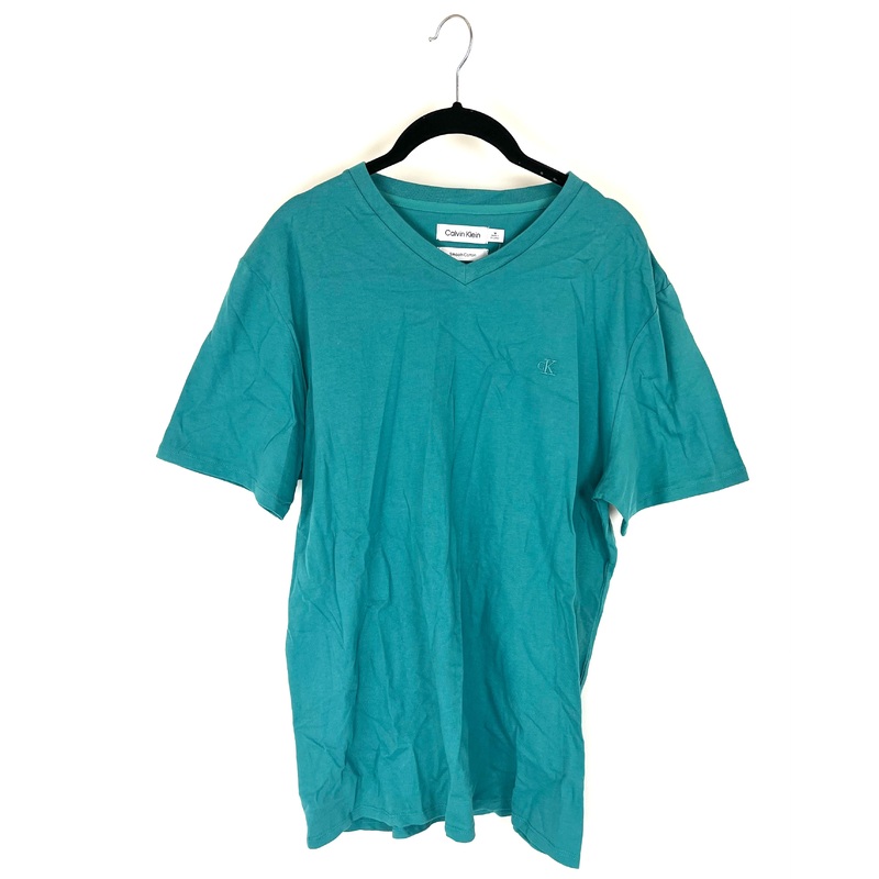 MENS Teal V-Neck Relaxed Fit T-Shirt – Medium