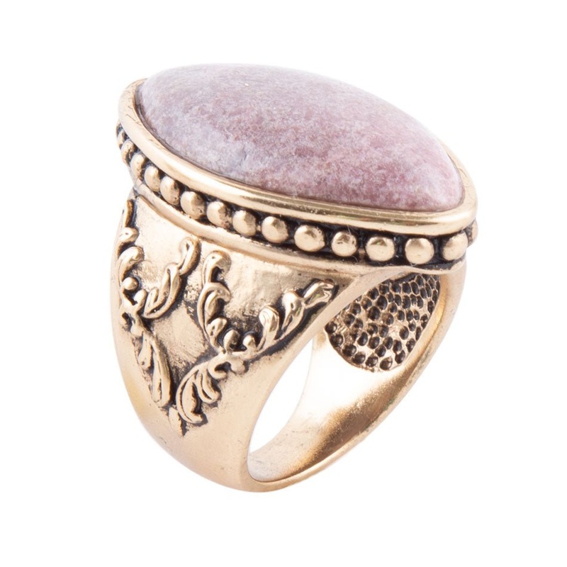 Champion Pink Rhodonite Golden Cocktail Ring 7