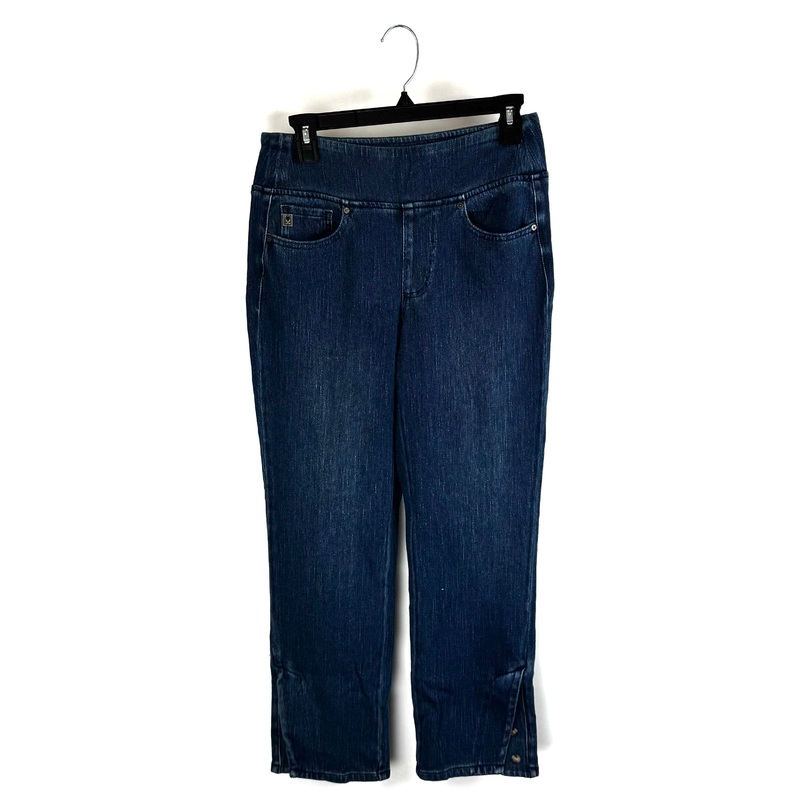Dark Blue Button Detail Jeans – Size 6
