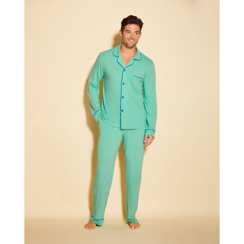 Ensemble De Pyjama Classique  Manches Longues Et Pantalon Pour Hommes Ghana Green/Udaipur Blue S