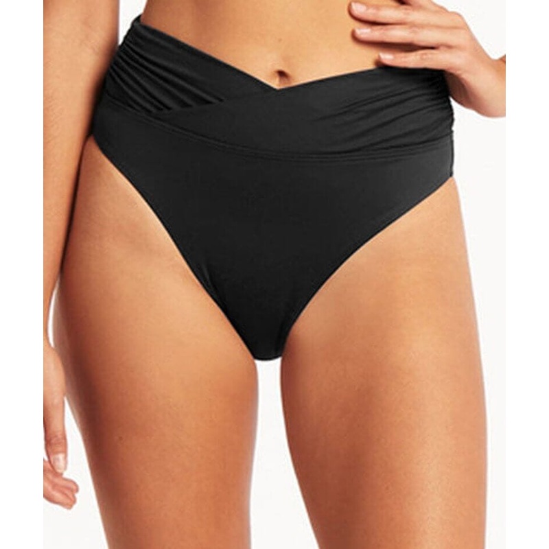 Sea Level Eco Essentials Wrap High Waist Brief – Black 4