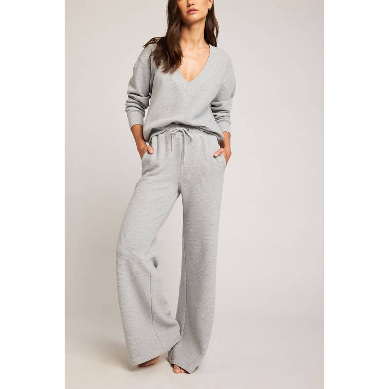 Waffle Knit Track Pant in Heather Grey XS Heather Grey Single