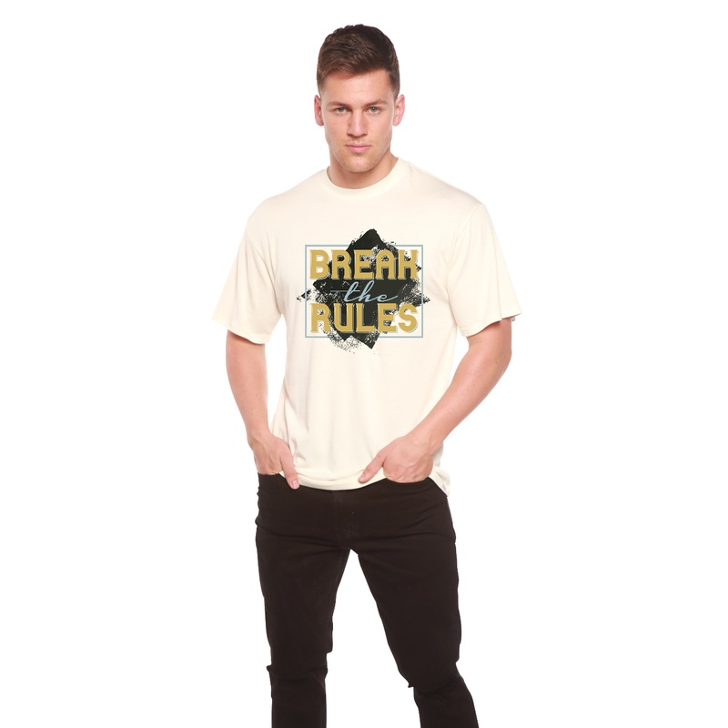 Break the Rules Men’s Bamboo Viscose/Organic Cotton Short Sleeve Graphic T-Shirt Medium Black