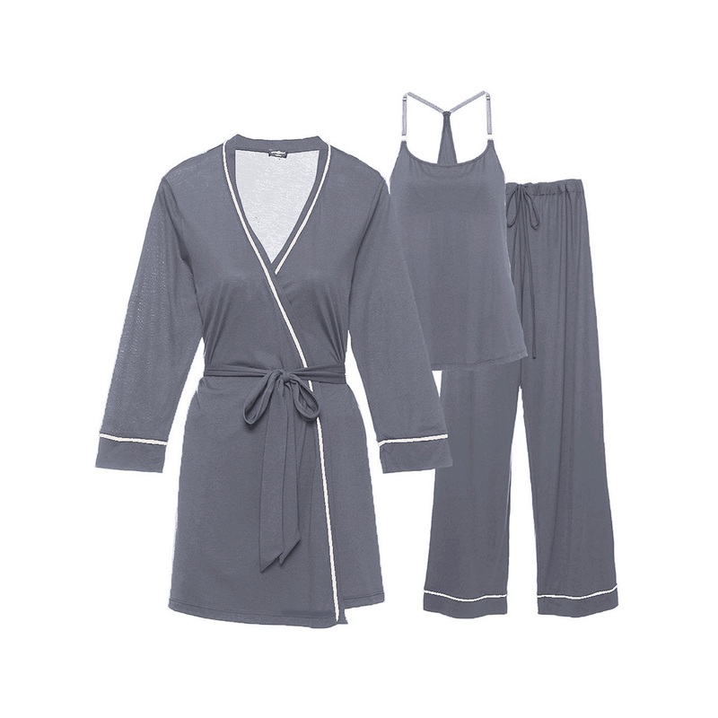 Pyjama-Set Fr Schwangere, 3-Teilig, Mit Bademantel Incenso/Moon Ivory S