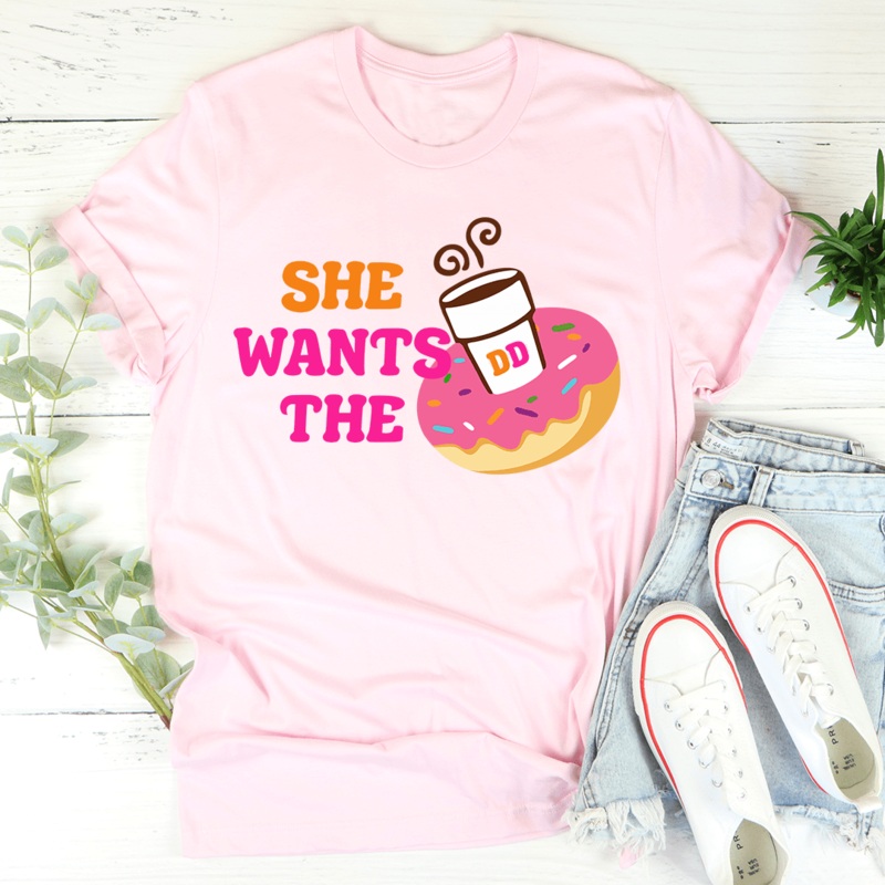 She Wants Donuts Tee Pink S