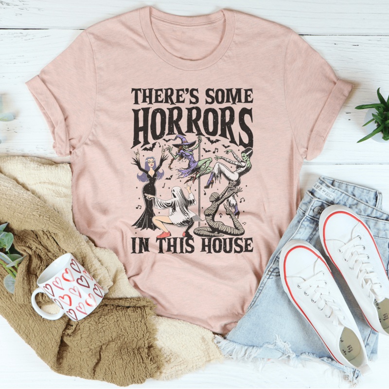 There’s Some Horrors In This House Tee Heather Orange S
