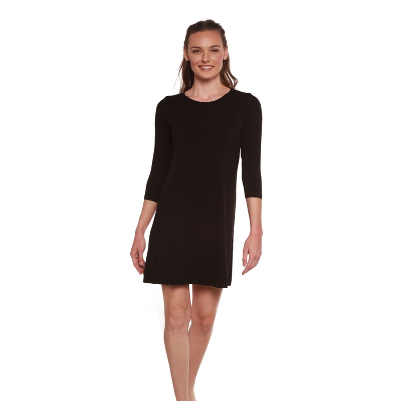 Women’s A-Line Bamboo Viscose Dress in Black Medium Black
