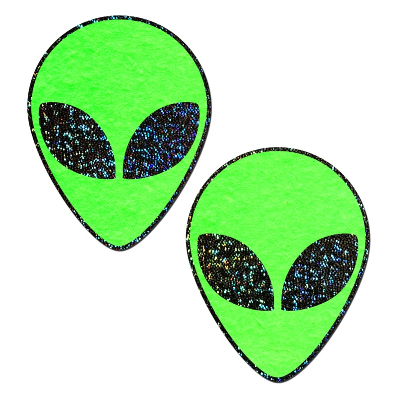 Alien: Glow-In-The-Dark with Glittering Black Eyes Nipple Pasties by Pastease o/s Neon Green