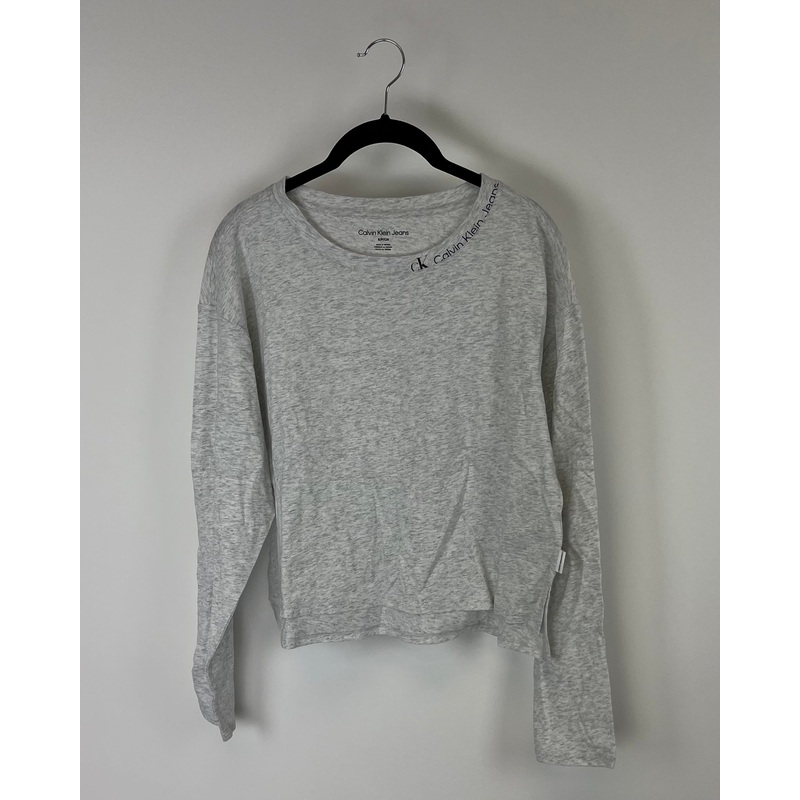 Grey Cropped Crewneck Long Sleeve – Small