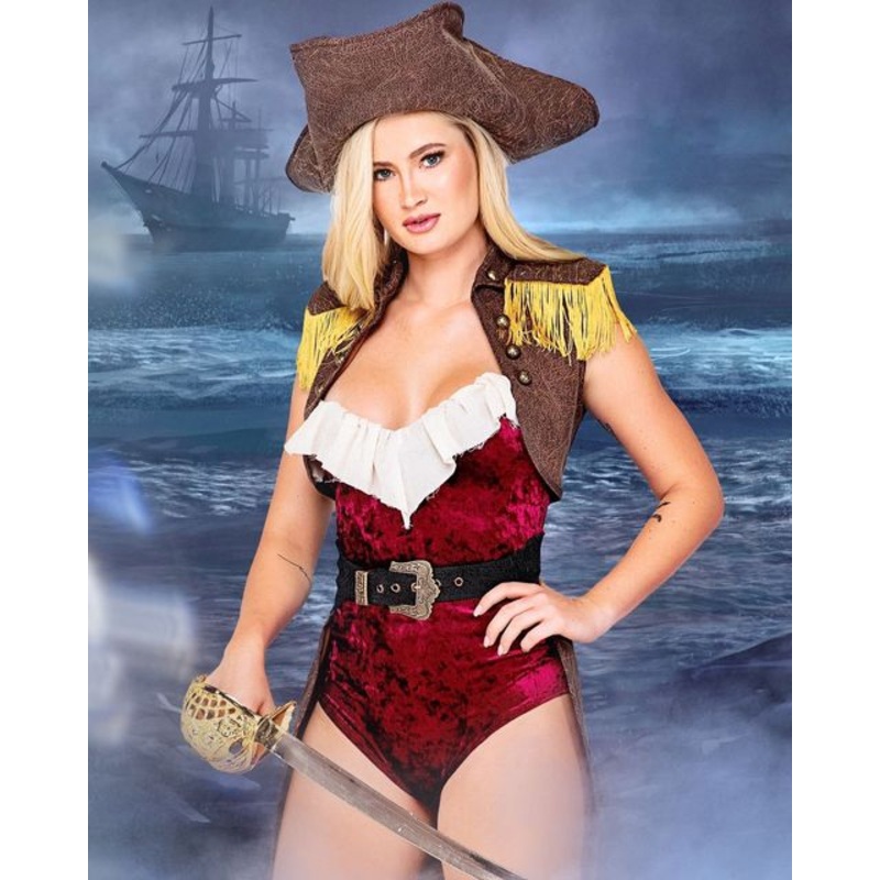 Pirate Buccaneer Beauty Costume Small Brown/Red