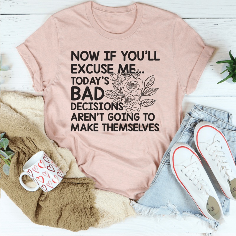 Today’s Bad Decisions Tee Heather Prism Peach S