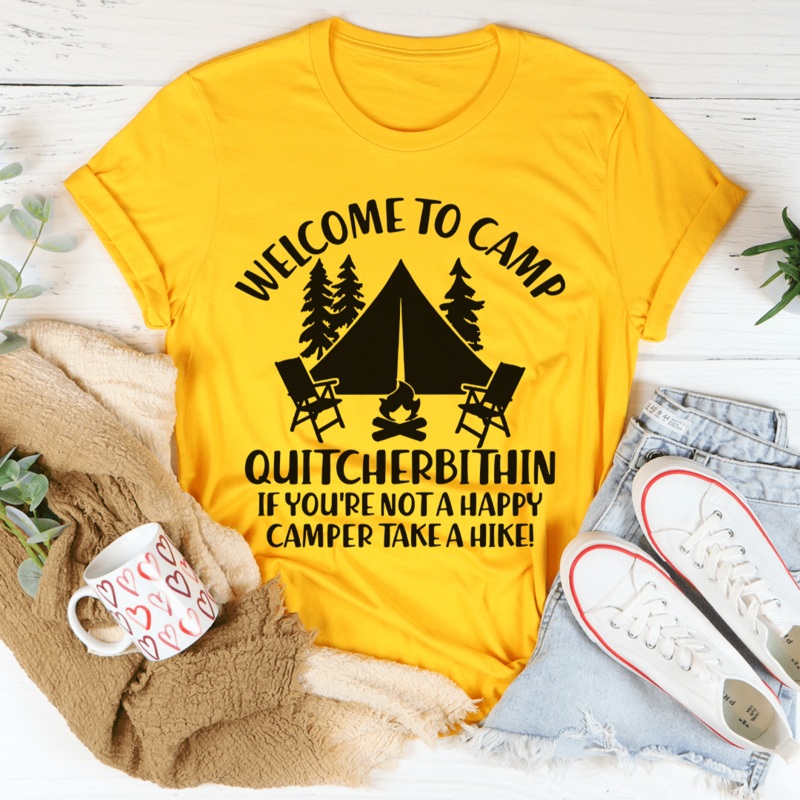 Welcome To Camp Quitcherbithin Tee Mustard S