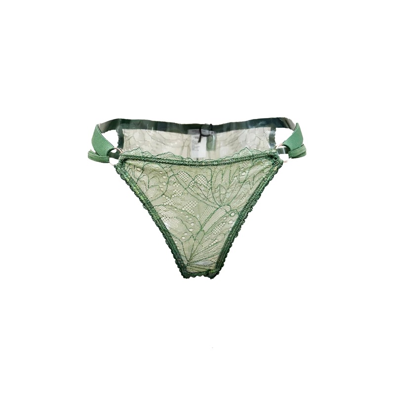 Carol Coelho Green Psyche Strappy Tanga Bottoms Small