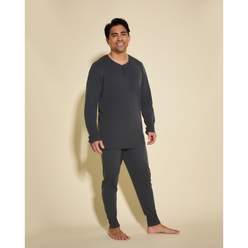 Conjunto De Pijama Para Hombre Con Camiseta Henley Y Pantalones Joggers Antracita S