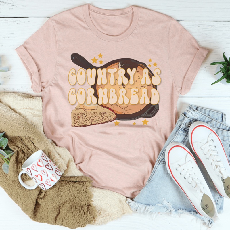 Country As Cornbread Tee Heather Prism Peach S