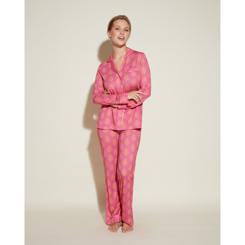 Langrmeliges Top & Hose Pyjama-Set Rani Pink Medallion XS