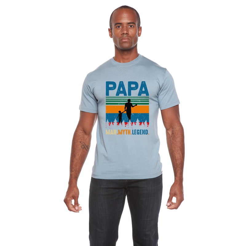 Papa Man, Myth, Legend Men’s Bamboo Viscose/Organic Cotton Short Sleeve Graphic T-Shirt Medium Black