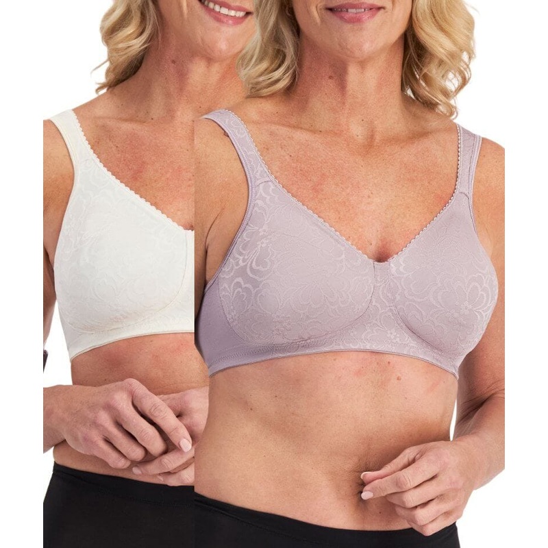 Playtex 18 Hour Ultimate Lift & Support Wire-Free Bra 2-Pack – Mother of Pearl/Warm Steel 36B