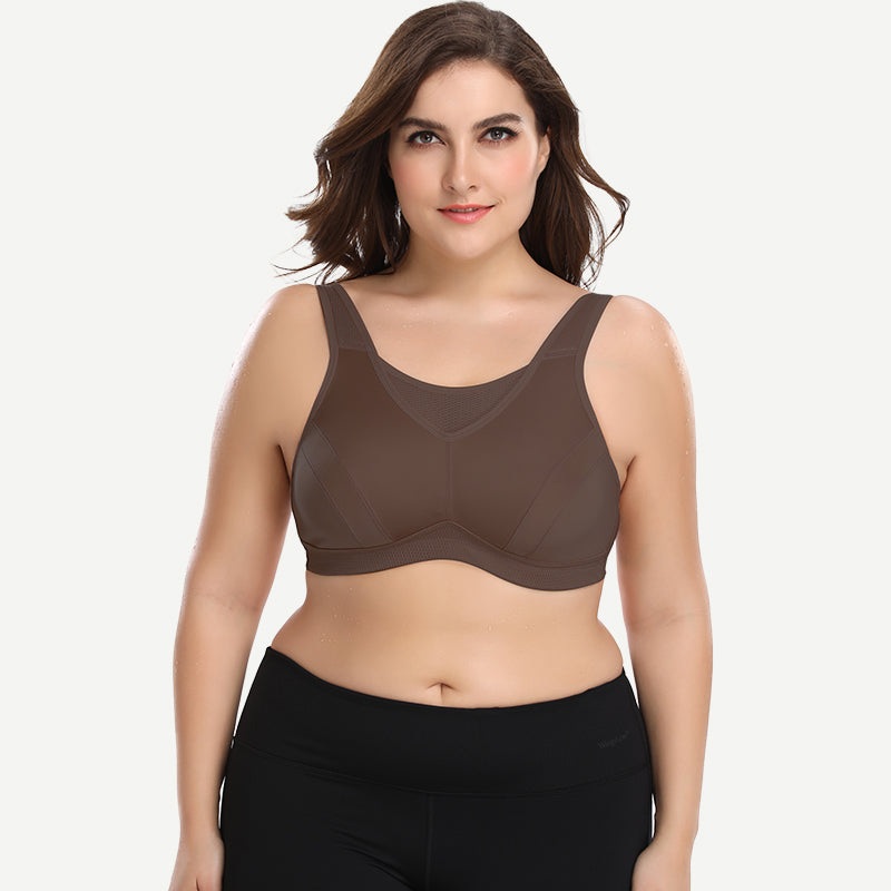 Plus Size Sorb Breathable Sports Bra Coffee Brown 42B/95B