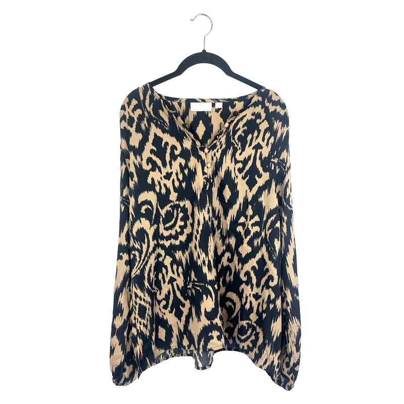 Black and Brown Abstract Pattern Blouse – Size 6/8