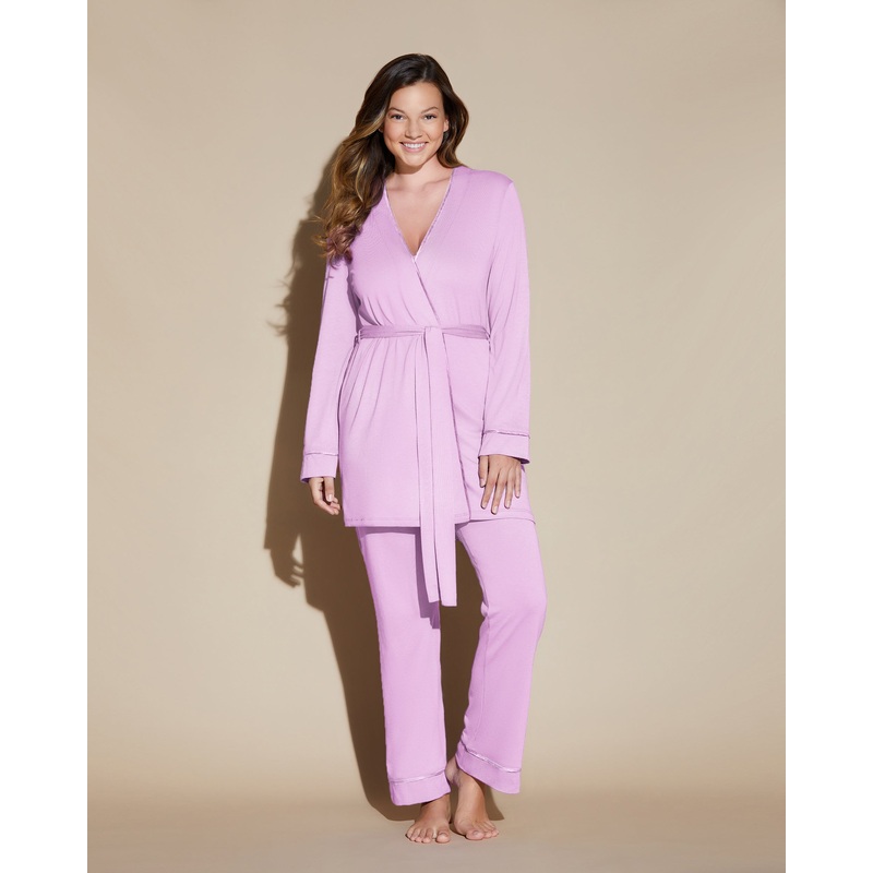 Curvy 3-Teiliges Pyjama-Set Mit Bademantel Neela Flower/Neela Flower S