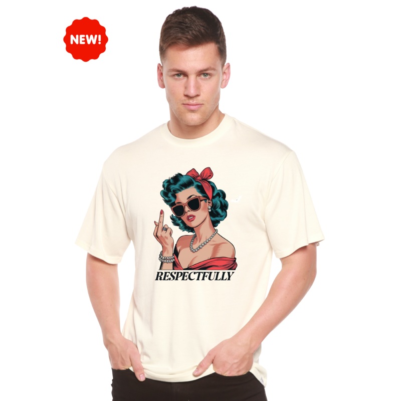 Respectfully Middle Finger Unisex Bamboo/Cotton Graphic T-Shirt Small Black
